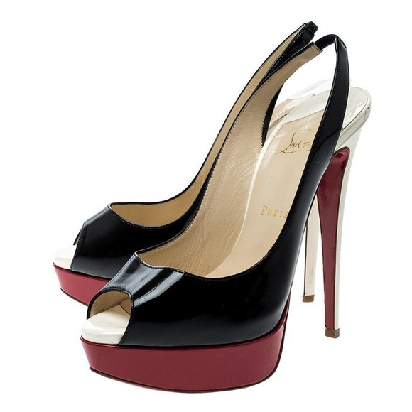 Christian Louboutin Patent Peep Toe Slingbacks